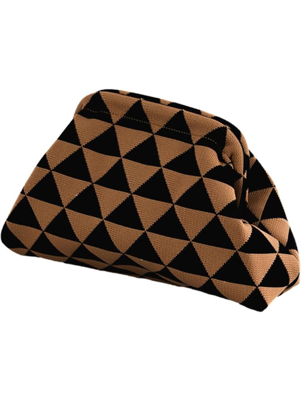 Women Black White Stripe Summer Beach Woven Crochet Bag Dumpling Purse Handbag